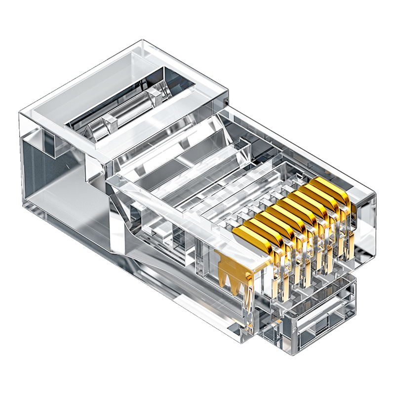 CRJ6100E 六類水晶頭6類千兆網(wǎng)絡(luò)網(wǎng)線接頭 RJ45工程級電腦網(wǎng)線連接器 Cat6水晶頭鍍金100個