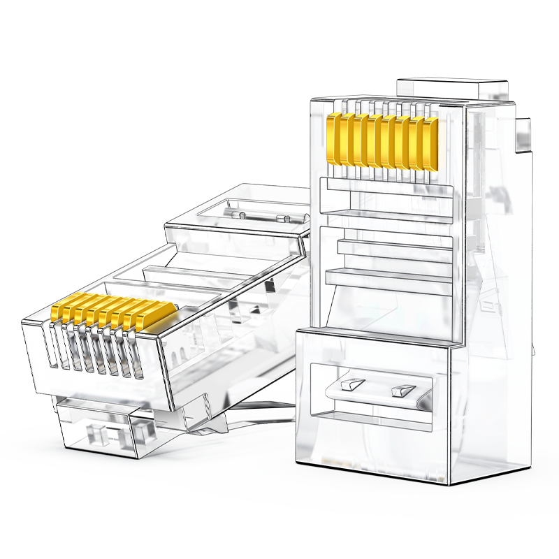 RCA-1100 超五類鍍金水晶頭 15U純銅100個/盒 RJ45三叉式非屏蔽網(wǎng)絡(luò)線纜8P8C電腦網(wǎng)線連接頭