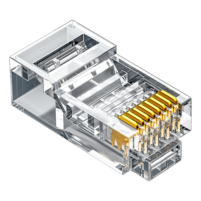 RC-8100 六類網(wǎng)線水晶頭 6類RJ45千兆網(wǎng)絡(luò)連接頭 工程級電腦網(wǎng)線8P8C鍍金寬帶接頭100個/盒
